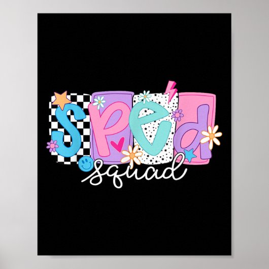 Sped Teacher Squad Floral Special Bildung Back T Poster (Vorne)