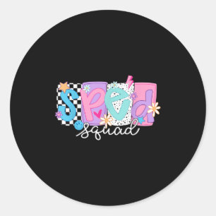 Sped Teacher Squad Floral Special Bildung Back T Runder Aufkleber
