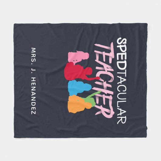 Spedtacular Teacher Special Bildung Personalisiert Fleecedecke (Vorderseite (Horizontal))