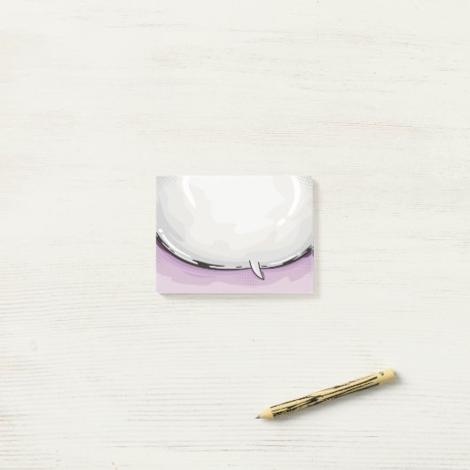 Speech Bubble Cartoon Design Lila bkgd Post-it Klebezettel (Auf Schreibtisch)