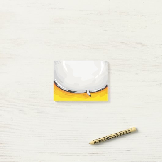 Speech Bubble Cartoon Design Yellow bkgd Post-it Klebezettel (Auf Schreibtisch)