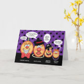 Speech Bubble Pumpkin Family Custom Halloween Karte (Gelbe Blume)