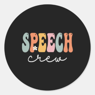Speech Crew Retro Groovy Vintage Glücklicher erste Runder Aufkleber