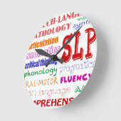Speech Language Pathologist Colorful Fun Font Runde Wanduhr (Winkel)