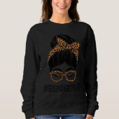 Speech Language Pathologist Leopard Messy Bun Back Sweatshirt (Vorderseite)