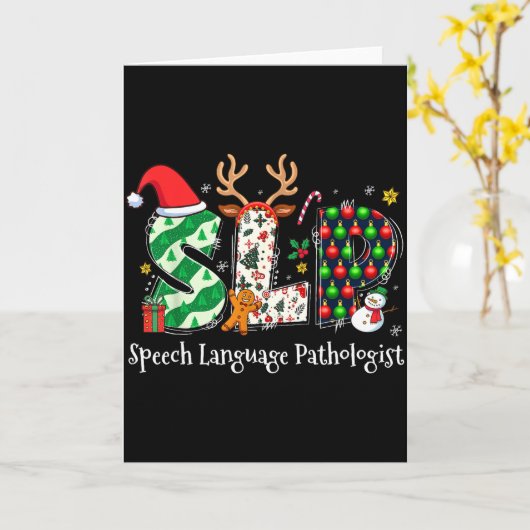 Speech Language Pathologist Reindeer Santa Hat Slp Karte (Gelbe Blume)