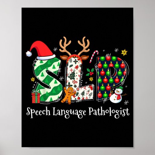 Speech Language Pathologist Reindeer Santa Hat Slp Poster (Vorne)