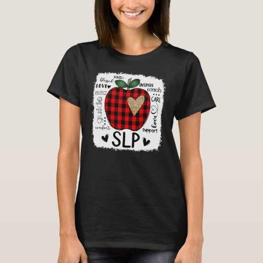 Speech Pathologin Typografie Apple Buffa T-Shirt (Vorderseite)