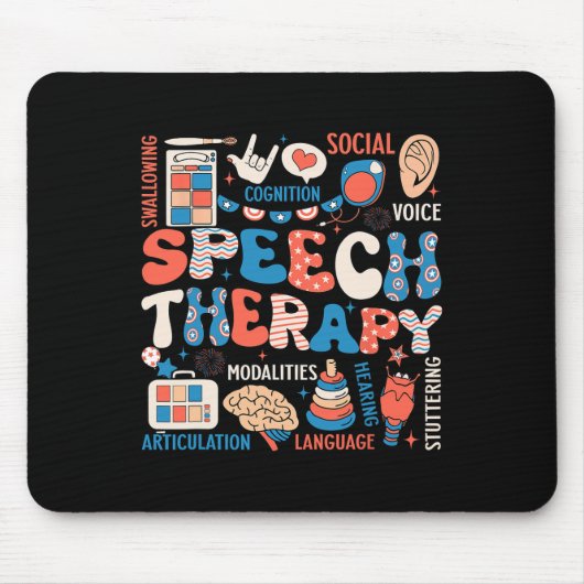 Speech Therapy 4. Juli Slp Slpa Speech Pathology Mousepad (Vorne)