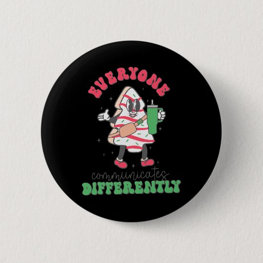 Speech Therapy Christmas Everyone Communicate Diff Button (Vorderseite)