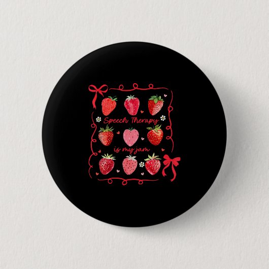 Speech Therapy Is My Jam Strawberry Bow Slp Speech Button (Vorderseite)