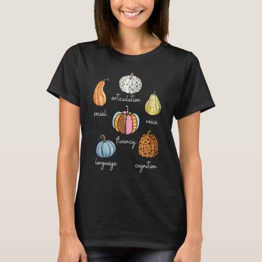Speech Therapy Pumpkin SLP Neurodiversity Fall Tea T-Shirt (Vorderseite)