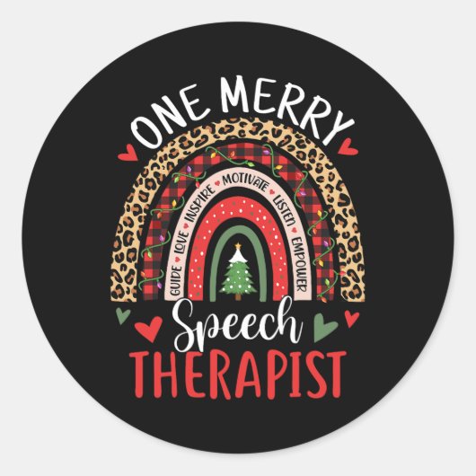 Speech Therapy Rainbow Weihnachts-Sprache P Runder Aufkleber (Vorderseite)