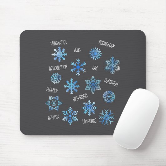 Speech Therapy Snowflake Winter Vocabulary Theme F Mousepad (Mit Mouse)