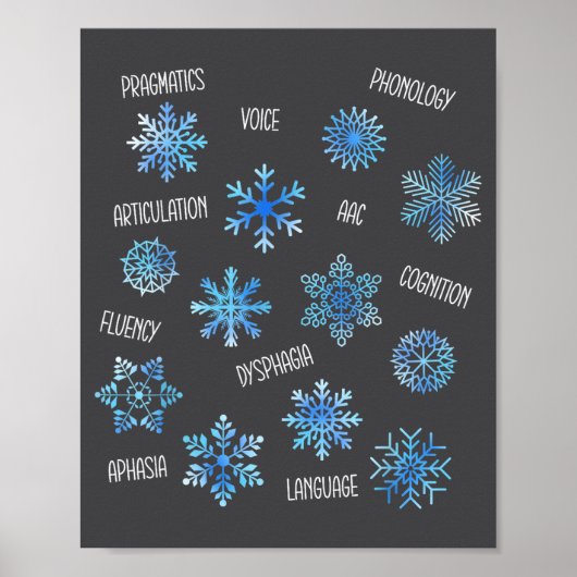 Speech Therapy Snowflake Winter Vocabulary Theme F Poster (Vorne)