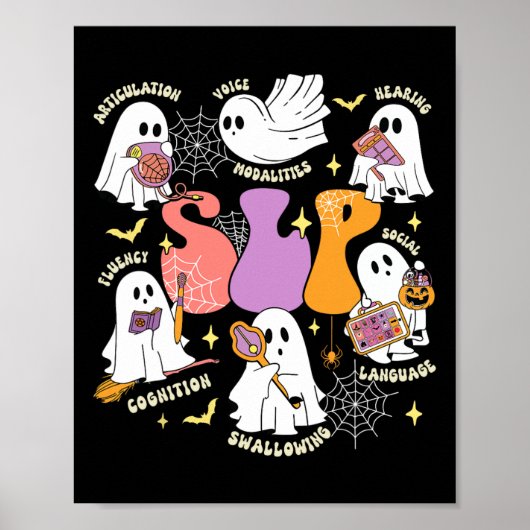 Speech Therapy Spooky Slp Halloween Niedlich Ghost Poster (Vorne)