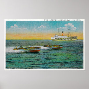 Speed Boote in Catalina Island, Kalifornien Poster