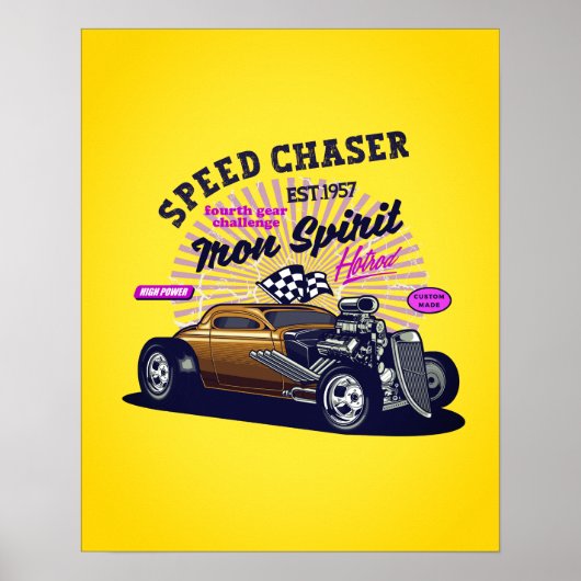 Speed Chaser Vintage Car Poster (Vorne)