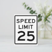 Speed Limit 25 Street Sign Postkarte (Stehend Vorderseite)