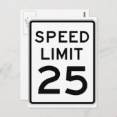Speed Limit 25 Street Sign Postkarte (Vorne/Hinten)