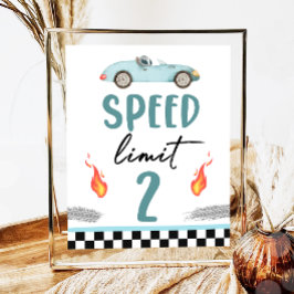 Speed Limit 2 Blue Race Car Zwei Fast Boy Geburtst Poster