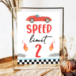 Speed Limit 2 Red Race Car Zwei Fast Boy Geburtsta Poster