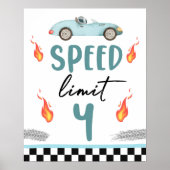 Speed Limit 4 Blue Race Car Zwei Fast Boy Geburtst Poster (Vorne)
