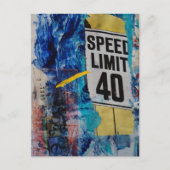 Speed Limit is 40 mixed media collage Postkarte (Vorderseite)