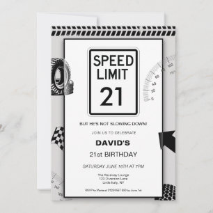 Speed Limit Mans 21. Geburtstag Einladung