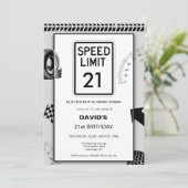 Speed Limit Mans 21. Geburtstag Einladung (Stehend Vorderseite)
