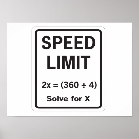 Speed Limit Math Poster (Vorne)