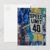 Speed Limit mixed media collage Postkarte (Vorne/Hinten)