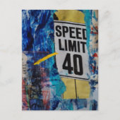 Speed Limit mixed media collage Postkarte (Vorderseite)