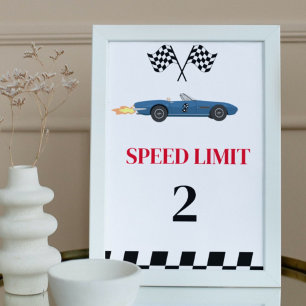 Speed Limit Race Car Geburtstagsparty-Zeichen Poster