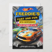 Speed Race Birthday Party Einladung (Vorderseite)