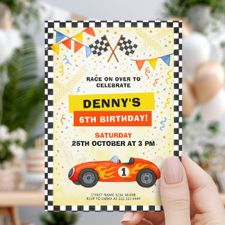 Speed Race Car Kids Birthday Einladung