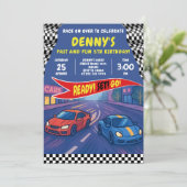 Speed Racing Geburtstagsparty Einladung (Stehend Vorderseite)