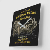 Speed Shop Jeder Name Original Patina Garage Funny Quadratische Wanduhr (Winkel)