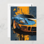 "Speed & Splatter – The Ford GT40 Gulf Legacy" Postkarte (Vorne/Hinten)