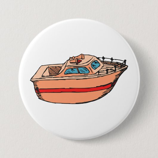 Speedboat Illustration Fun Nautical Boat Design Button (Vorderseite)