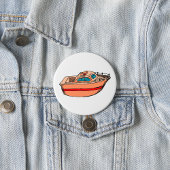 Speedboat Illustration Fun Nautical Boat Design Button