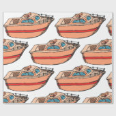 Speedboat Illustration Fun Nautical Boat Design Geschenkpapier (Flach)