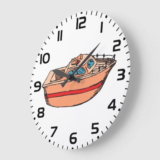 Speedboat Illustration Fun Nautical Boat Design Große Wanduhr (Winkel)