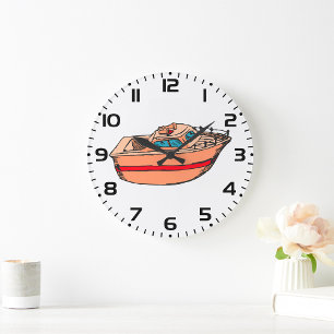 Speedboat Illustration Fun Nautical Boat Design Große Wanduhr