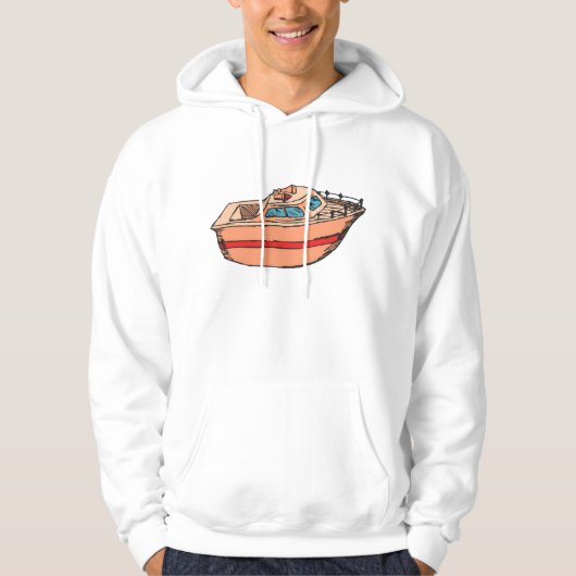 Speedboat Illustration Fun Nautical Boat Design Hoodie (Vorderseite)