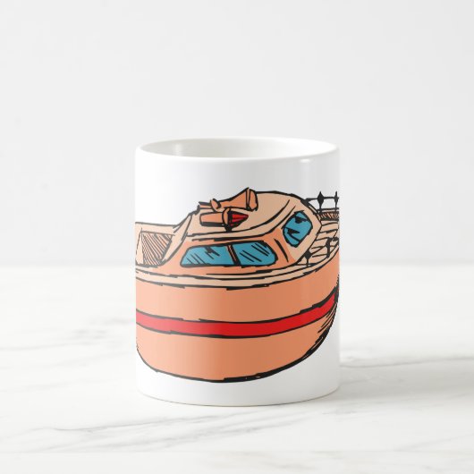 Speedboat Illustration Fun Nautical Boat Design Kaffeetasse (Mittel)