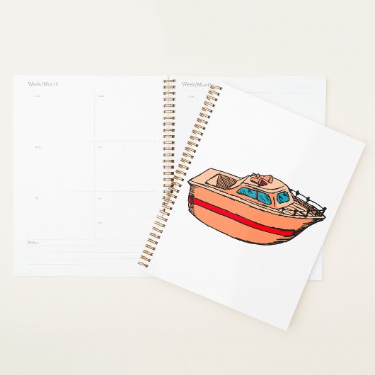 Speedboat Illustration Fun Nautical Boat Design Planer