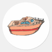 Speedboat Illustration Fun Nautical Boat Design Runder Aufkleber (Vorderseite)