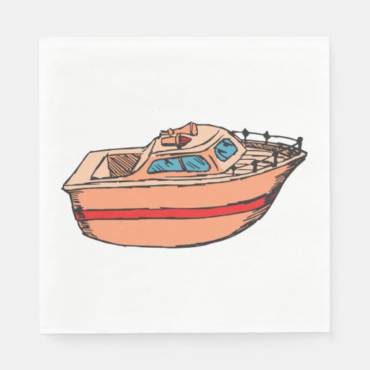 Speedboat Illustration Fun Nautical Boat Design Serviette (Vorderseite)