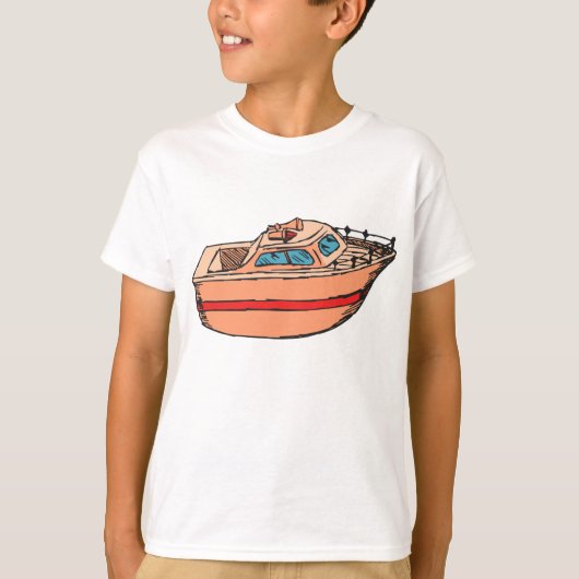 Speedboat Illustration Fun Nautical Boat Design T-Shirt (Vorderseite)